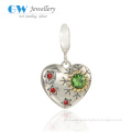 Costume Jewelry Zircon Wholesale Charms, Custom Design Charms, Sterling Silver Bracelet Heart Charm